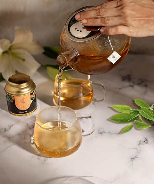 Pekoe Tea's matcha tea is being poured into a cup